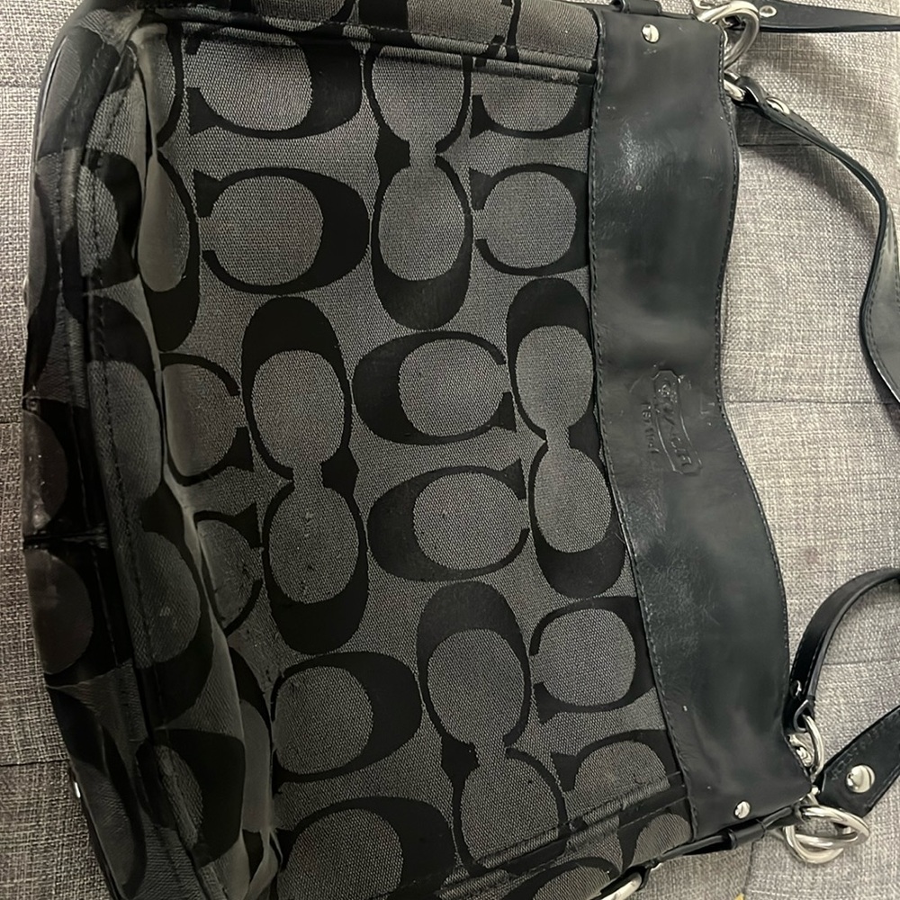 Black cloth and leather coach purse - Picture 1 of 3